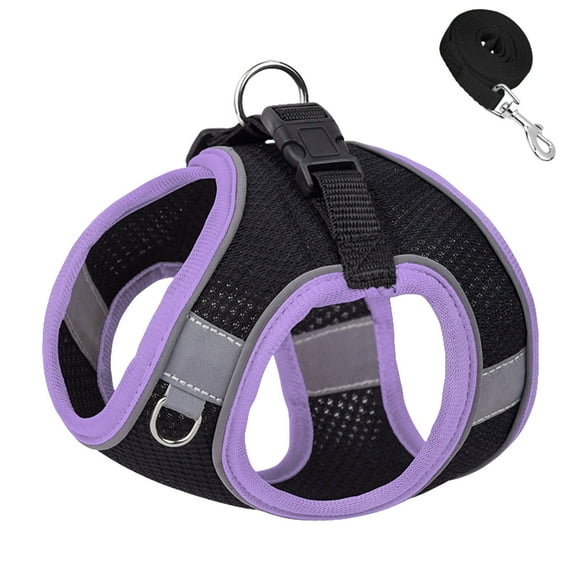 Dog Harness for Small Medium Large Dogs No Pull Puppy Harness and Leash Set Dog Harness for Walking Running Training Small Dog Harness Medium Dog Harness (Black&Purple M)