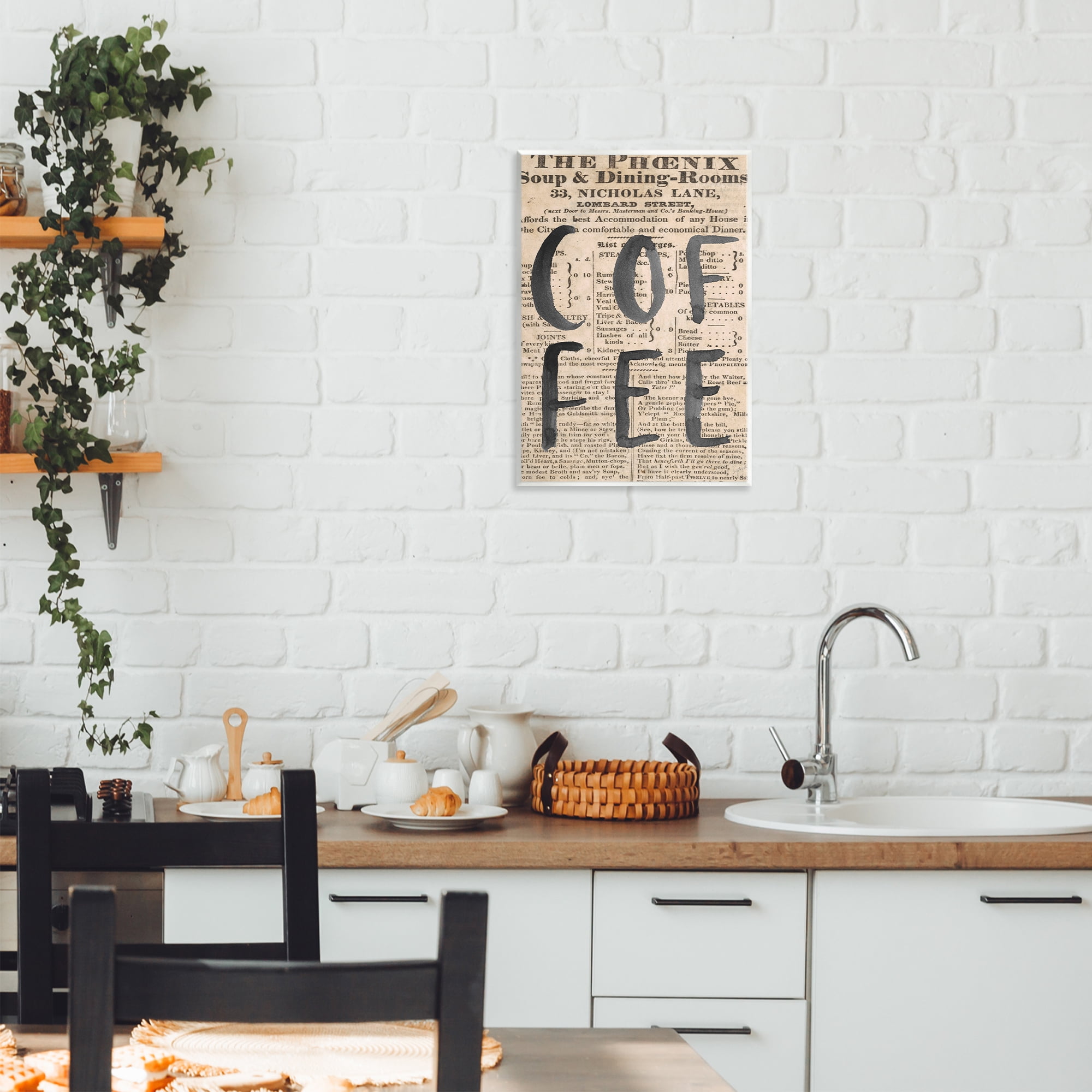 Stupell Industries Vintage Coffee Newspaper Wall Plaque Art, design by Lucille Price