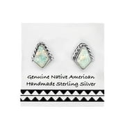 Desert Opal Stud Earrings, Sterling Silver, Authentic Indigenous New Mexico Tribe Handmade, Nickel Free