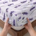 thumbnail image 3 of Twin Sze Fitted Sheet Set - Lavender 2 Piece Bedding Sets 16" Deep Pocket Fitted Sheet with 1 Pillowcase, Watercolor Purple Spring Floral Summer Botanical Brushed Microfiber Hotel Luxury Bed Sheets, 3 of 9