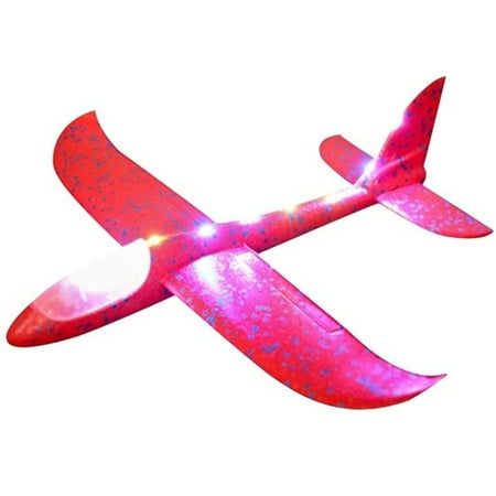 NK HOME 18.89 inch Foam Throwing Glider Airplane Inertia Aircraft Toy LED Hand Launch Airplane Model in The Dark Outdoor Sport Flying Game (Best Games For Airplane Mode 2019)