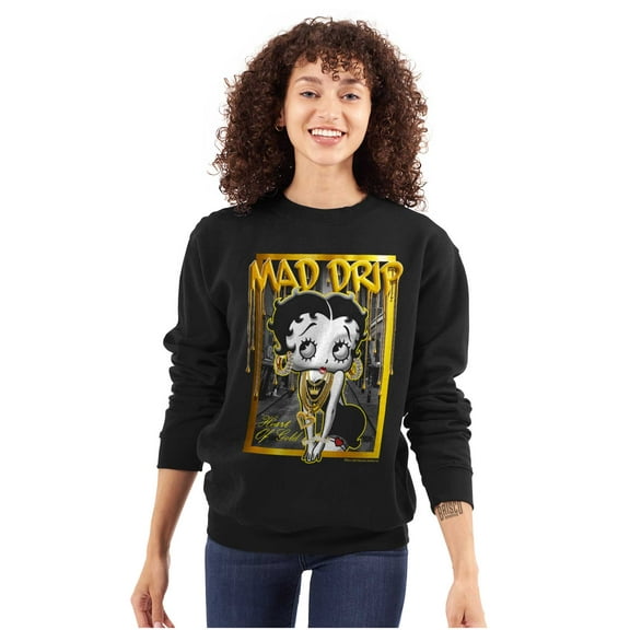 Betty Boop Mad Drip Heart of Gold Women Plus Size Sweatshirt Brisco Brands 5X