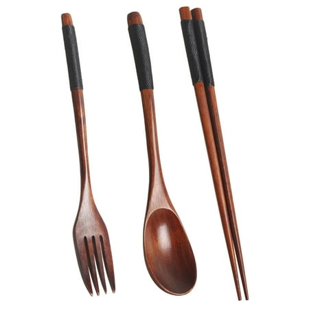 

Shuliwen Wooden Cutlery Set Camping Spoon Fork Chopsticks Travel Hiking Tableware