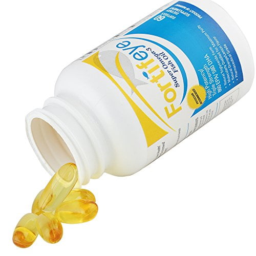 Fortifeye Vitamins Super Omega 3 Fish Oil, Natural Triglyceride Form Omega-3 Supplement, Triple Strength 860 EPA + 580 DHA Per Serving, 60 Softgel Capsules