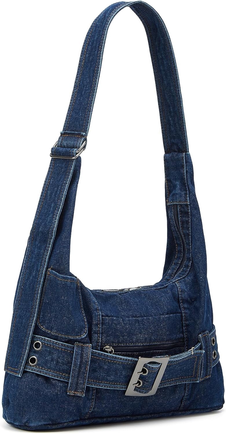 Denim Tote Bag Large Capacity Jean Purses for Women Handbags Soft Shoulder Ladies Purses