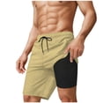 thumbnail image 1 of Mens Vestido Pantalones Doble Capa Elástica Cintura Luz Fuga para Secar Pantalones de Baño de Moda para Hombres, 1 of 9