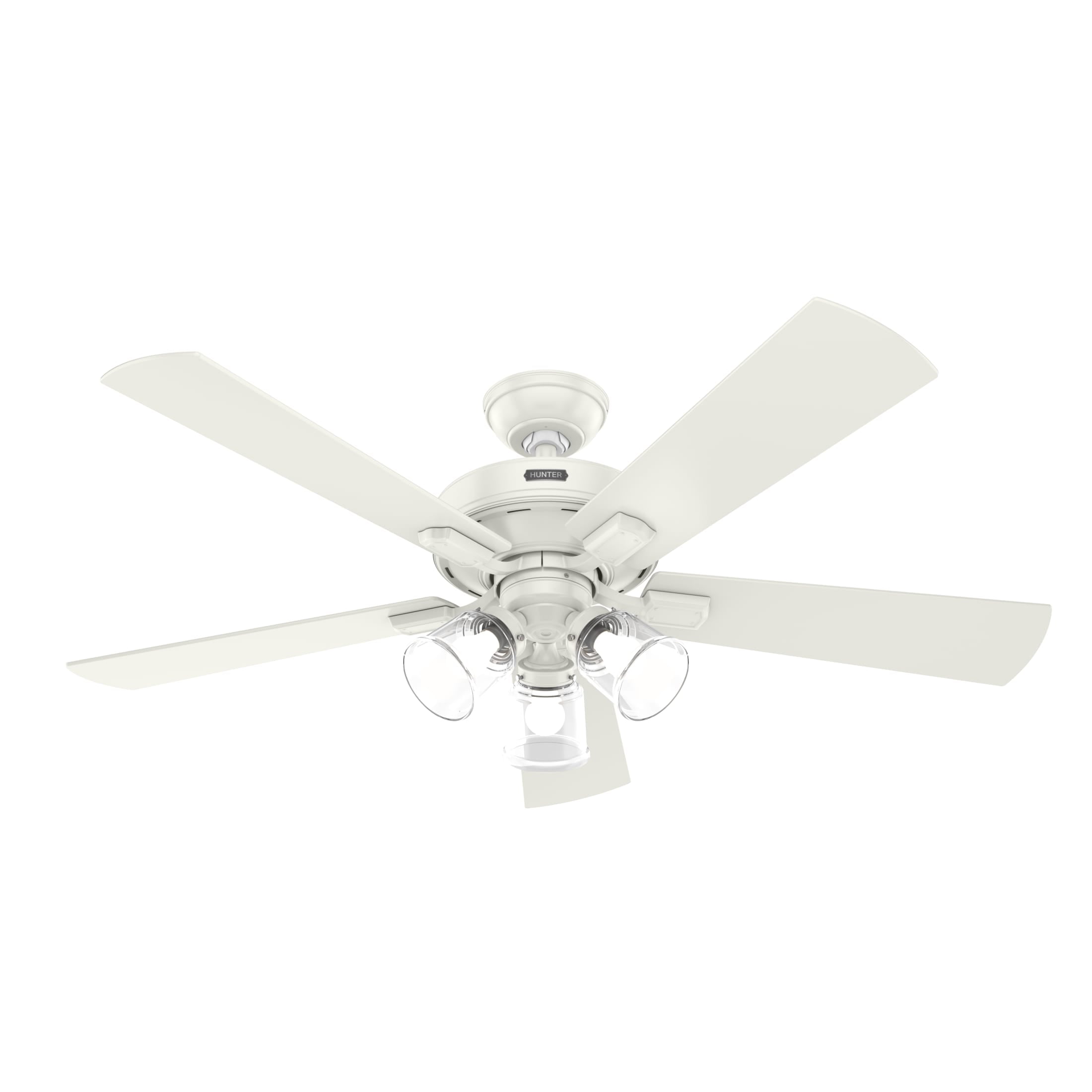 Hunter - Crestfield Indoor Ceiling Fan With Light, Remote, 52-inch, Fresh White, Casual-style, 3-speed WhisperWind Motor, 51859, for Living Rooms, Bedrooms
