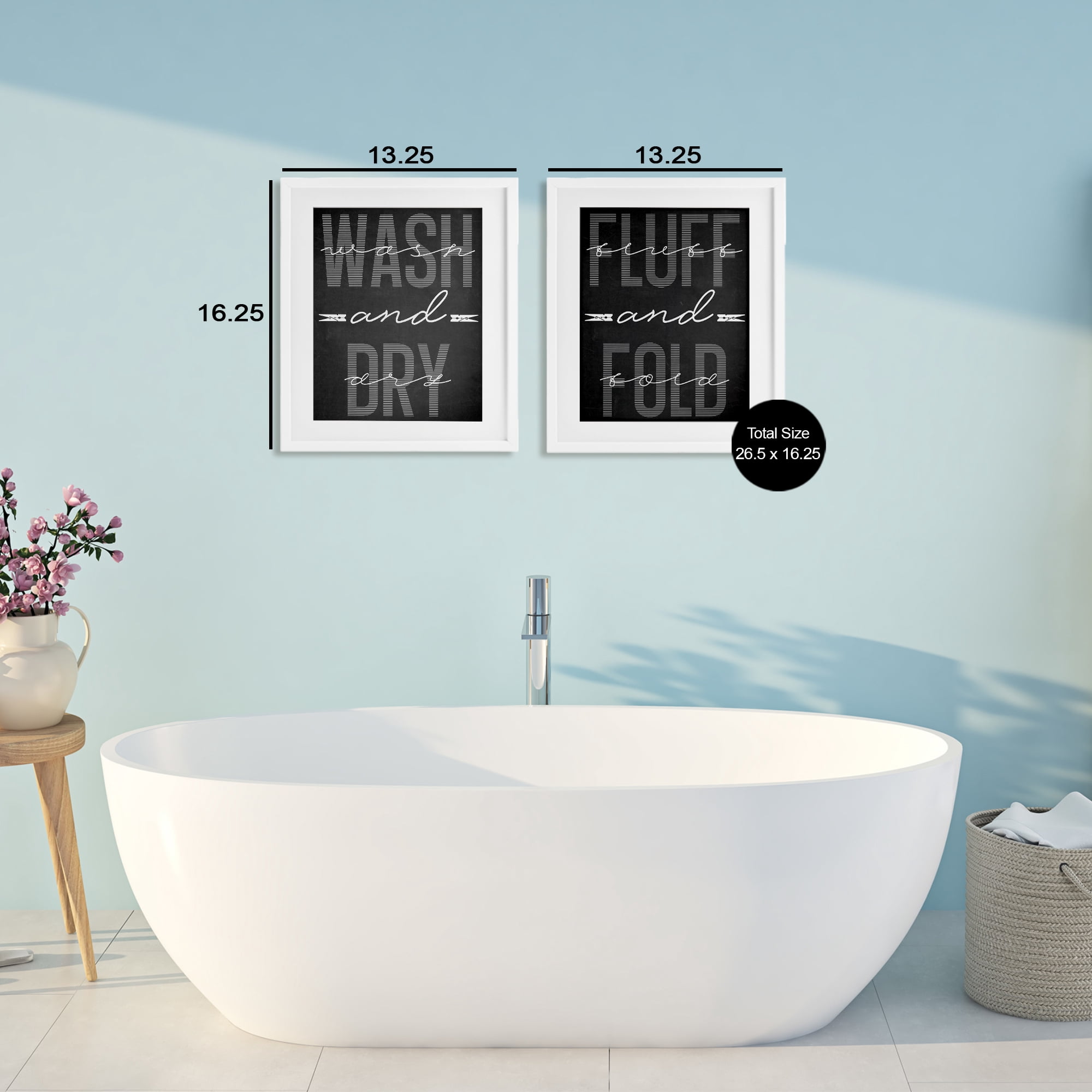 Laundry Words in Black 2 Piece White Framed Print Under Glass Set, design by Marcus Prime