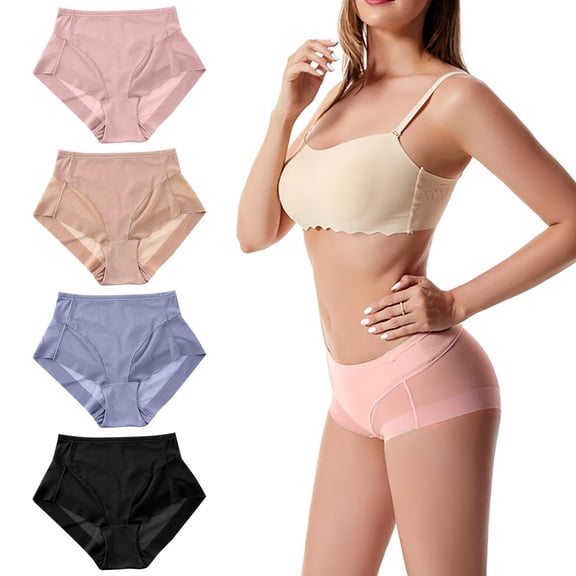 CAIXIA Cotton Underwear for Women No Show Panties for Women Pack Cotton Skin-Friendly Mid Waist Invisibles Briefs Bikini Panty