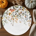 thumbnail image 2 of Fall Round Placemats Set of 4 Orange Leaves Place Mats Thanksgiving Woven Placemat Autumn Green Leaf White Circle Braided Table Mat for Kitchen Dining Table Autumn Party Home Decor 15 Inch, 2 of 9