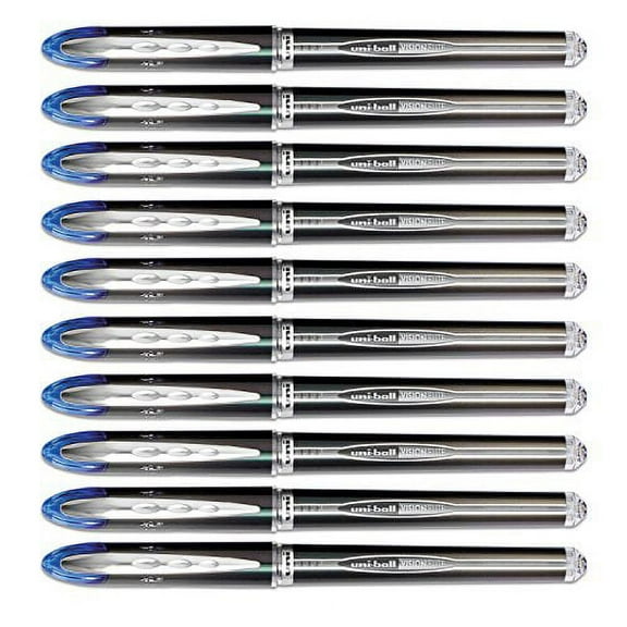 uniball Vision Elite Stick Roller Ball Pen, Blue, Super Fine, 10 Pens (69177)