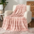 thumbnail image 6 of -Classic Heavyweight Soft Printed VelvetLoft® Plush Throw Blanket, Cozy and Fuzzy, Watercolor Plaid Blush, 50in x 70in, 6 of 9
