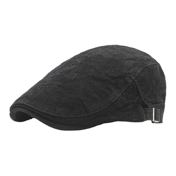 Yuanlong Mens Beret Hats Corduroy Textured Solid Color Flat Newsboy Caps Early Spring Fashion Hat with Adjustable Buckle