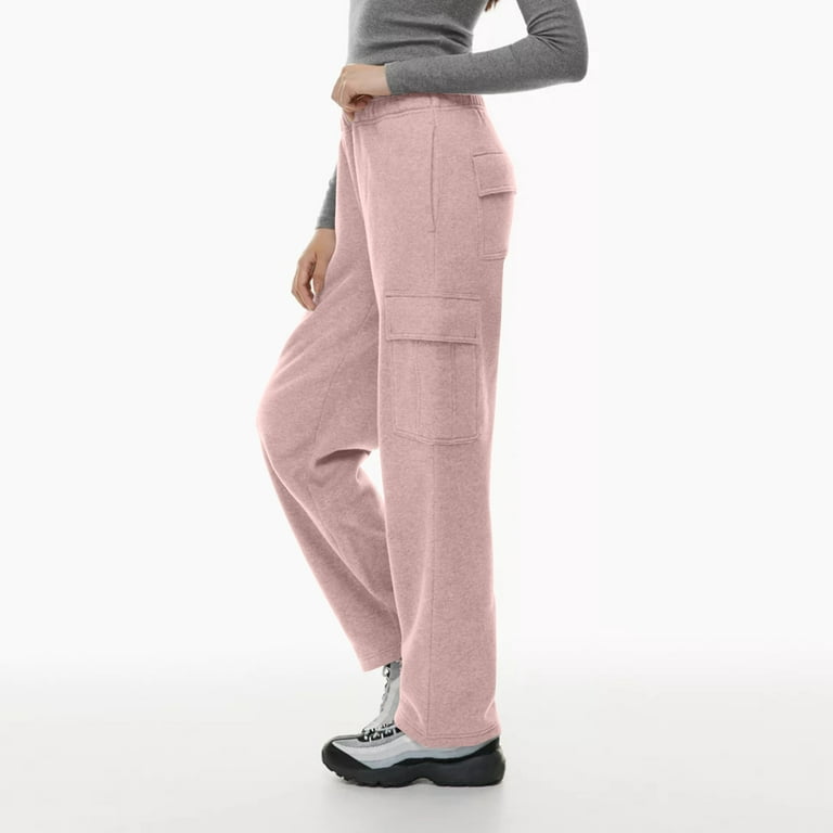 Knosfe Petite Sweatpants for Women with Pockets Sports Long Drawstring  Baggy Women's Work Pants Loose High Waist Joggers Wide-Leg Work Trousers  for