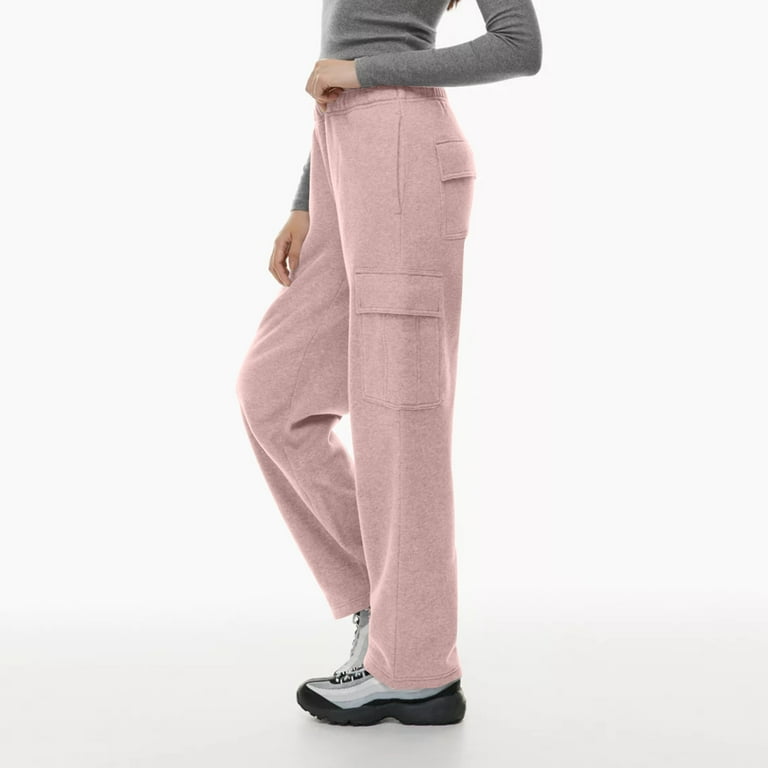 Qcmgmg Sweatpants for Women Clearance Joggers Long Fleece Lined Petite  Woman Cargo Pants Straight Leg Trendy Lounge Ladies Sweatpants and Leggings