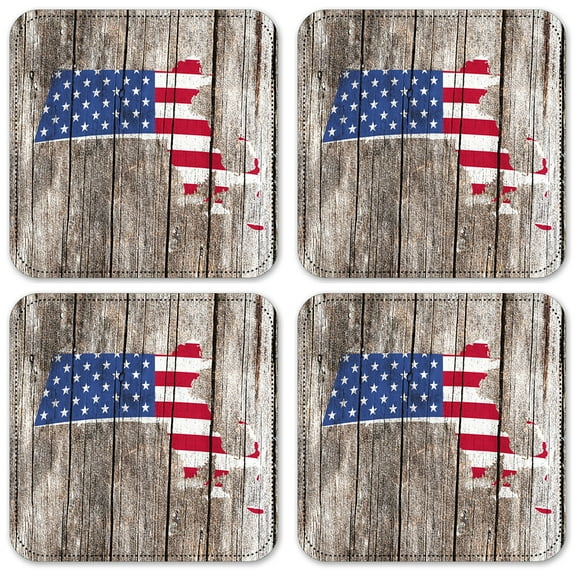 Vinyl Drink Coasters - Set of 4 - Massachusetts Map