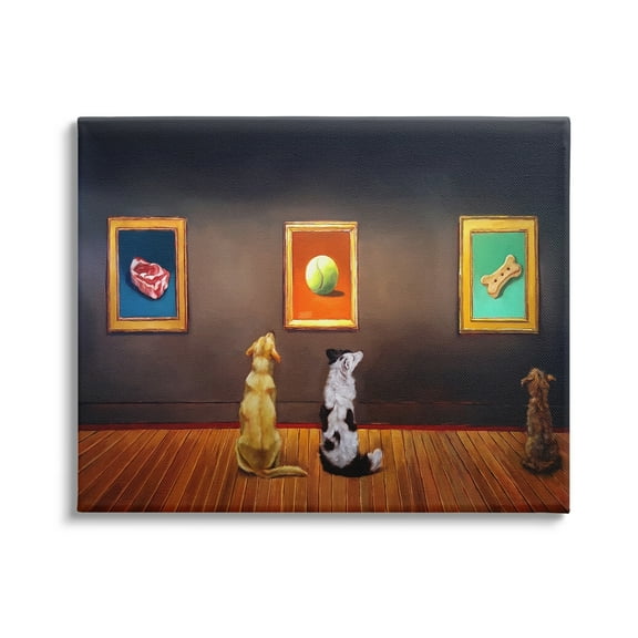 Stupell Funny Dog Museum Gallery Animals Animals & Insects Painting Gallery Wrapped Canvas Print Wall Art