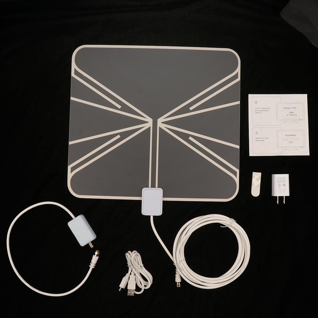 Super Thin Transparent Digital Indoor HDTV Antenna Leaf TV Antenna with 16ft Long Cable, 50