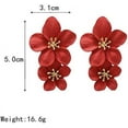 thumbnail image 2 of Bohemian Long Double Daisy Flower Drop Dangle Earrings Matte Floral Petal Layered Tiered for Women Summer Wedding Jewelry, 2 of 10