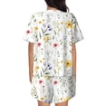 thumbnail image 6 of Uemuo Watercolor Floral A Pattern Women's Short-Sleeved Pajama, Button-Front Loungewear, 2-Piece Summer Sleepwear, Elastic Drawstring Shorts-X-Large, 6 of 7
