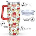 thumbnail image 3 of 40oz Pioneer Colorful Floral Stainless Steel Flip Straw Tumbler with Lid and Straw Spill Proof Travel Cup Double Wall Vacuum Insulated Coffee Mug with Handle Red, 3 of 7