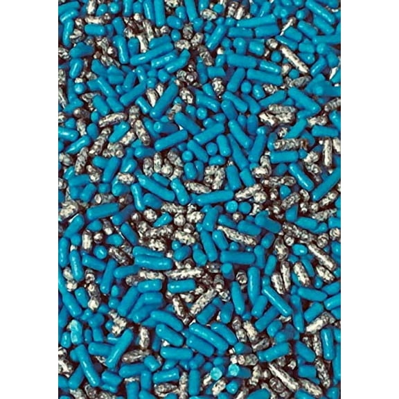 Sprinkle Deco® Turquoise and Silver Cake Pop Cookie Cupcake Cakes Semi-Sweet Edible Confetti Decorations Sprinkles Desert Jimmies Toppers