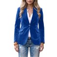 thumbnail image 2 of Women's Velvet Blazer Suit Jackets Business Casual Button Up Fall Winter Outerwear Work Office Coats 2025 Blue L, 2 of 5