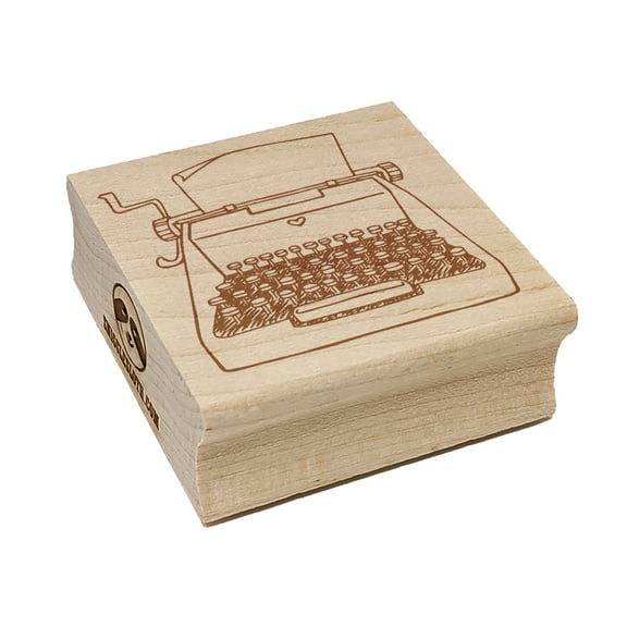 Retro Hand Drawn Vintage Typewriter With Blank Paper Square Rubber Stamp Stamping Scrapbooking Crafting - Small 1.25in