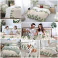 thumbnail image 5 of Pastoral Green Leaf Bedding Duvet Cover Set Queen Size 4 Pieces Watercolor Vintage Linen Texture Bedding Set with Zipper Closure, 1 Comforter Cover 90x92 Inches 1 Flat Sheet & 2 Pillow Cases, 5 of 7