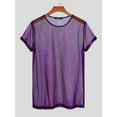 thumbnail image 3 of Men's Short Sleeve Transparent Metallic Glitter Tee Shirt Crew Neck Slim Top, 3 of 7