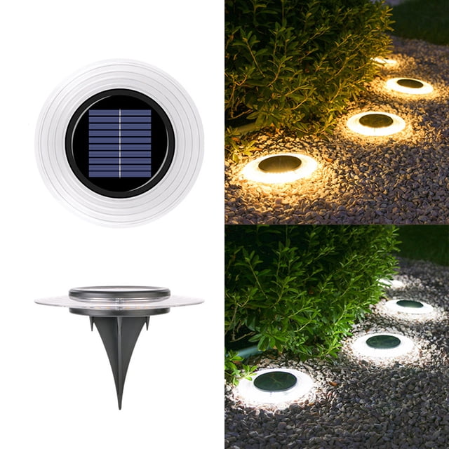 Solar Ground Lights, Led Disk Landscape Lighting, Abs Construction, Ip65 Waterproof, for Garden Pathways,for RV,YISHFHP,Black