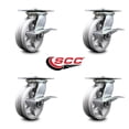 thumbnail image 2 of 6 Inch Heavy Duty V Groove Semi Steel Caster Set with Ball Bearings and Brakes, 2 of 2