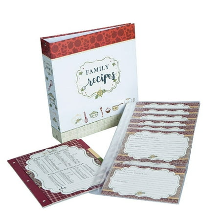 Maple Recipe Box - Recipe Binder Vintage Red 40 Pages 40 Cards 4 Tabs