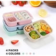 thumbnail image 3 of Paquete de 4 loncheras Bento, contenedores de preparación de comidas de 3 compartimentos, loncheras para niños adultos, alimentos reutilizables de plástico duradero, 3 of 5
