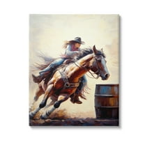 Stupell Industries Galloping Jockey Girl Animals & Insects Painting Gallery Wrapped Canvas Art Print Wall Art, 16 x 20