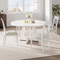 thumbnail image 4 of PYY 47.2" Round Dining Table for 4-6 People, Mid-Century Modern Kitchen Table with Sturdy Wooden Legs & Premium MDF Top, Antique White Circle Dining Room Furniture for Small Space, 4 of 8