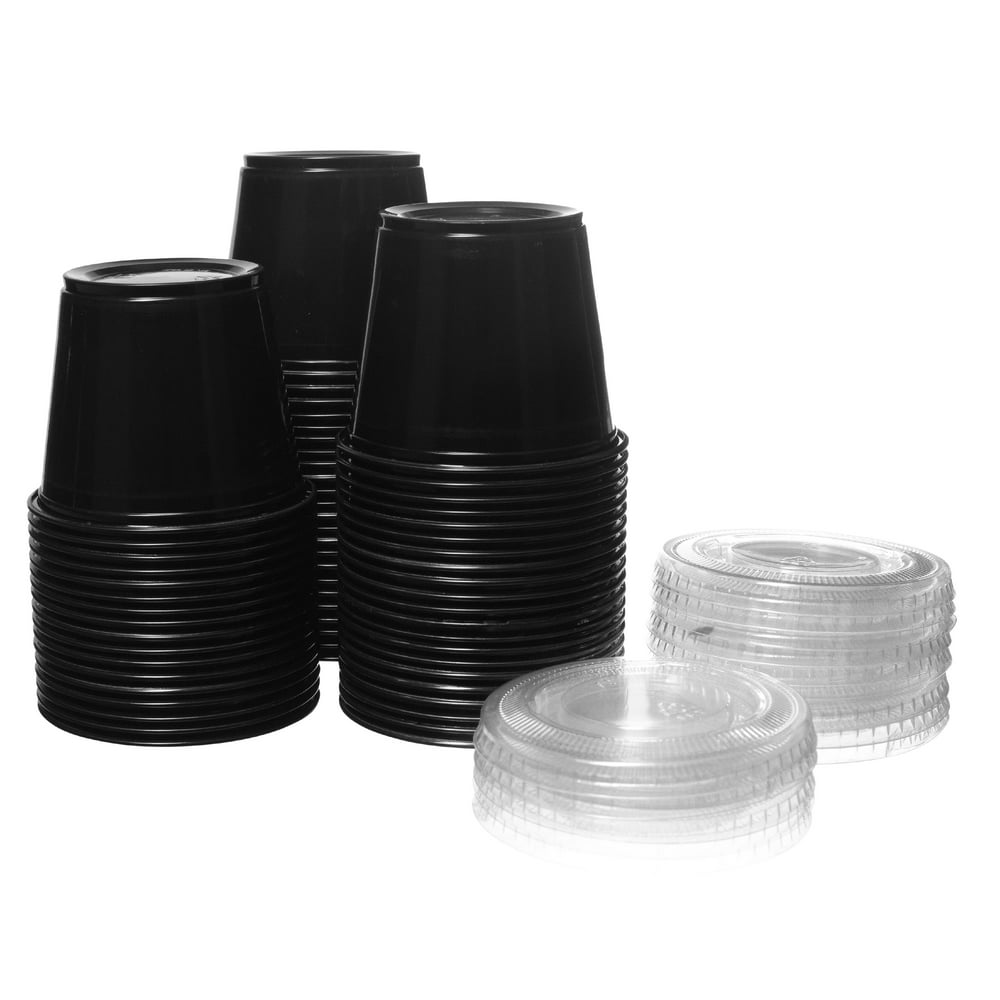 Crystalware Disposable Plastic Portion Cups with Lids, 100