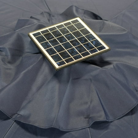 Sun Ray - 9' Round 8Rib Aluminum Bluetooth Solar Lighted Umbrella - Grey