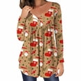 thumbnail image 1 of Puntoco Mujer Casual Navidad Impreso Jersey Cuello Redondo Manga Larga Botones Blusa tops Puntoco Puntoco-2338, 1 of 6