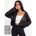 thumbnail image 4 of FEOYA Summer Cropped Bomber Jacket Women Mesh Sheer Jackets Lightweight Long Sleeve Zip Up Jacket With Pocket XS Black, 4 of 7