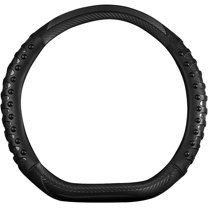 Microfiber Leather and Carbon Fiber Steering Wheel Cover, 3D Auto Steering Wheel Covers Accessories for Men Women, 14 1/2 Inch to 15 Inch, Black, D-Type