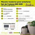 thumbnail image 3 of Macetas modernas set de 3 piezas BIG SIZE para exteriores grande ARABIA color blanco White off de Polietileno ultra ligera Artego Japi Hecha en Brasil, 3 of 8