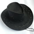 thumbnail image 2 of Penkiiy Cowboy Hats Faux Suede Cowgirl Hat Western Party Hats with Cowboy Bandana for Men Women Mongolian Hat Sunshade Cap Jazz Hat Black, 2 of 4