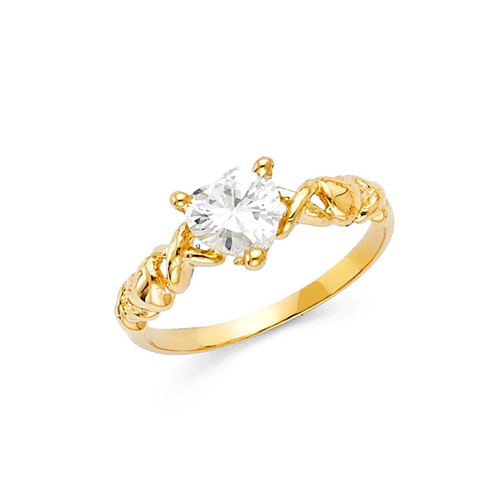 FB Jewels 14K Yellow Gold Ladies Cubic Zirconia CZ Fashion Anniversary Ring