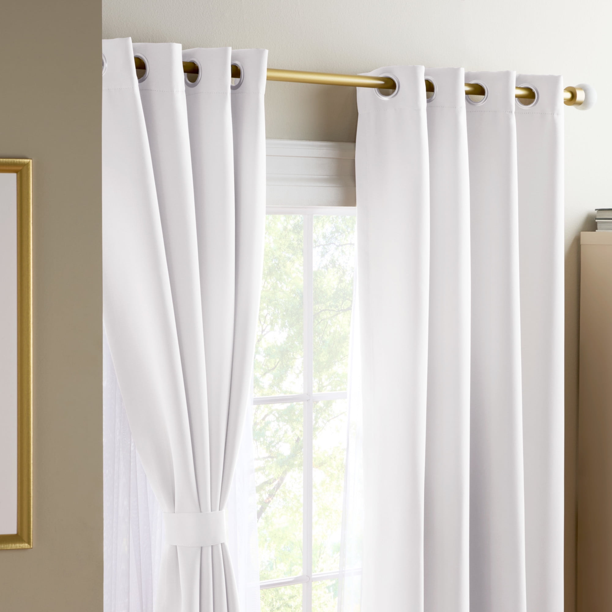 TOWN & COUNTRY LUXE Oslo Double Layer Indoor Curtains, Room Darkening and Sheer, Grommet Top, Energy Efficient, 2-Pack Set, 52"x84", White