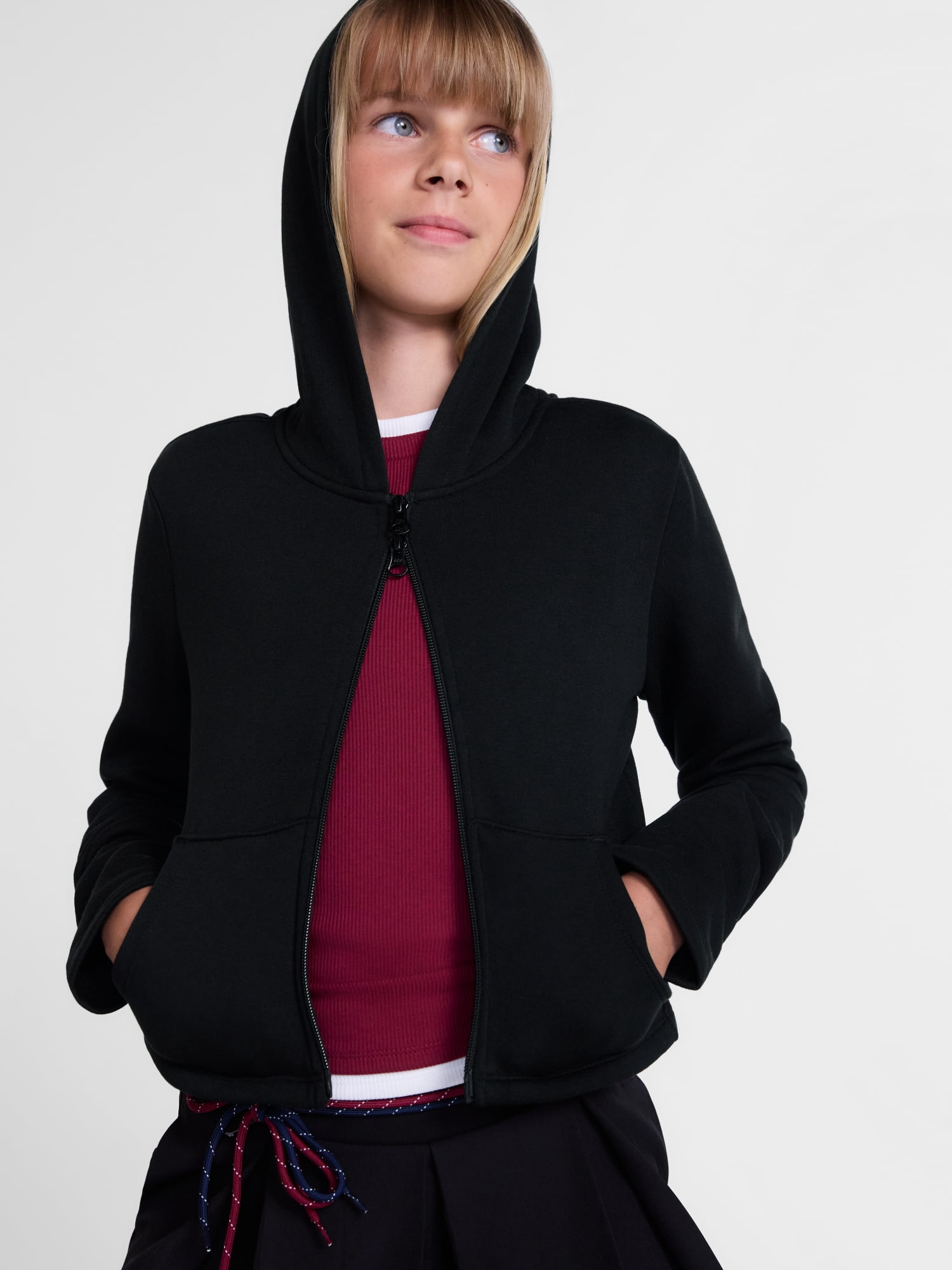 Weekend Academy Girls Fitted Zip Up Fleece Hoodie, Sizes 4-18