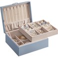 thumbnail image 4 of SONGMICS Caja Joyero, Estuche de Joyas con 2 Capas, con Asa, Bandeja Flexible, 20.5 x 24 x 11 cm, Azul Nublado, 4 of 8