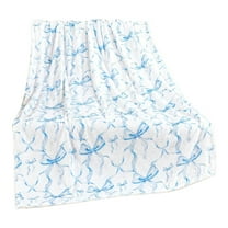 KOYPTL Christmas Throw Blanket-Blue White,Coral Fleece Fair Isle Themed Shawl Blankets for Sofa Bed Chair Lounging Office Holiday Winter Home Decoration,Soft Festive Cover Nap Rug Gift Kids Adults