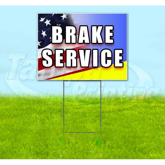 Brake Service (18" x 24") Yard Sign, Includes Metal Step Stake
