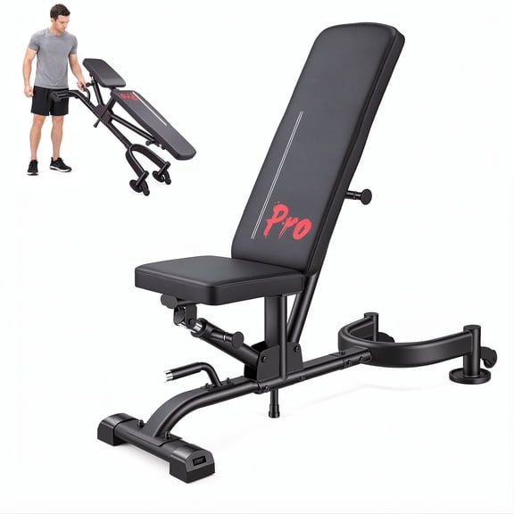 VIBESPARK Adjustable Weight Bench, 1000LBS Workout Bench with 32.48in Extended Backrest and Silent Wheel, Heavy-duty Bench Press for Home Gym Full Body Strength Training, 80% Pre-Assembled